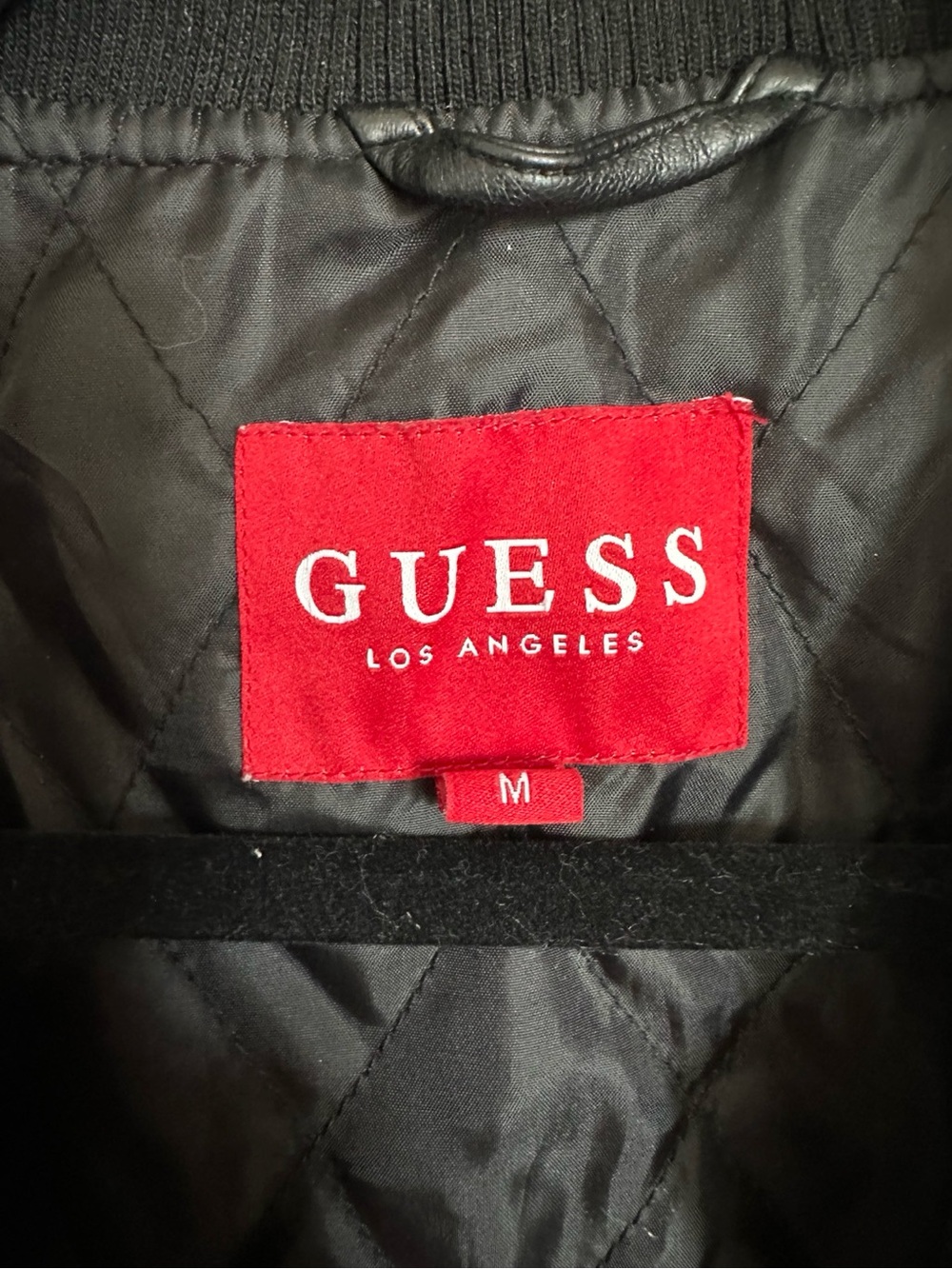 Guess Black Quilted Jacket with Red Logo Label - Picture 2 of 4